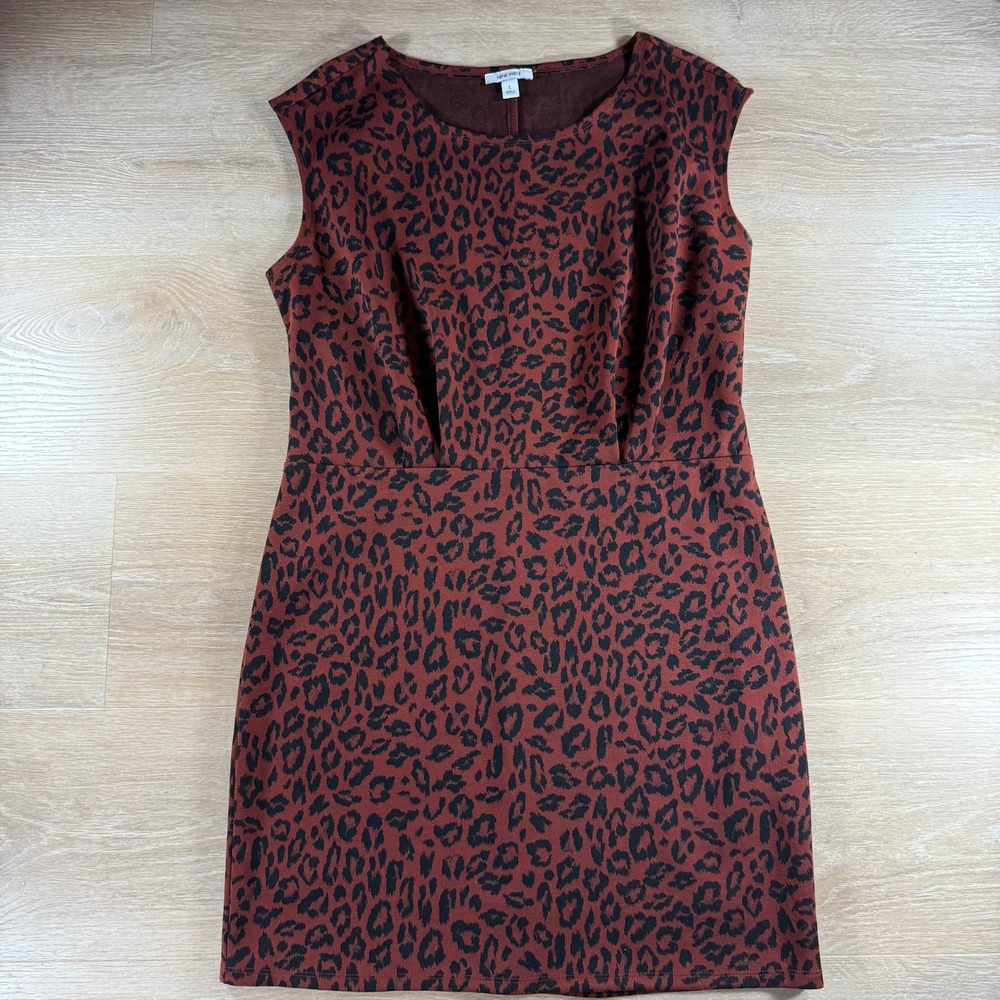 Nine West‎ Leopard Print Sleeveless Dress Brown Black Casual Mobwife Size L